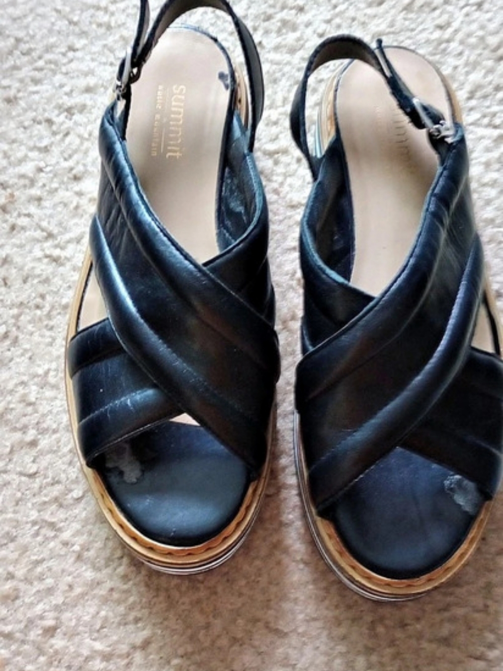 Summit By White Mountain  Black Platform Wedge Sandals Us Size 39
